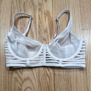 White Sheer Striped Bra